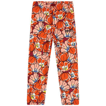 Girls Orange Floral Joggers